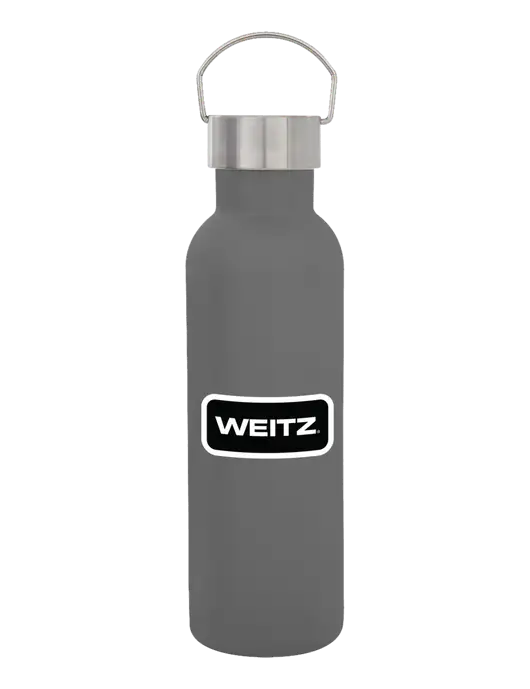 28 oz Medium Grey Bubbli Stainless Steel Bottle w/Weitz Logo