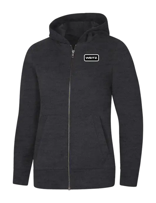 Womens Charcoal Heather Re-Fleece Full-Zip Hoodie w/Weitz Logo