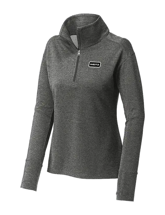 Womens Sport-Wick Flex Fleece Dark Grey Heather 1/4-Zip w/Weitz Logo