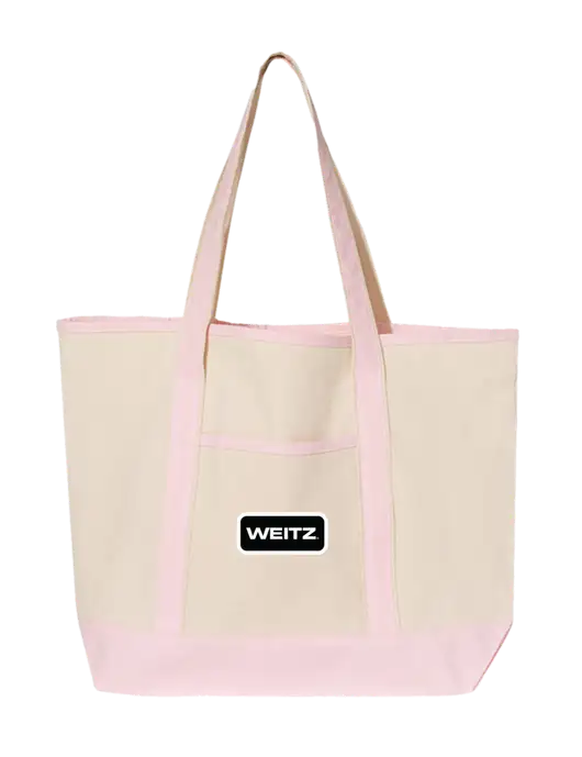 Natural/Light Pink Large Canvas Deluxe Tote w/Weitz Logo
