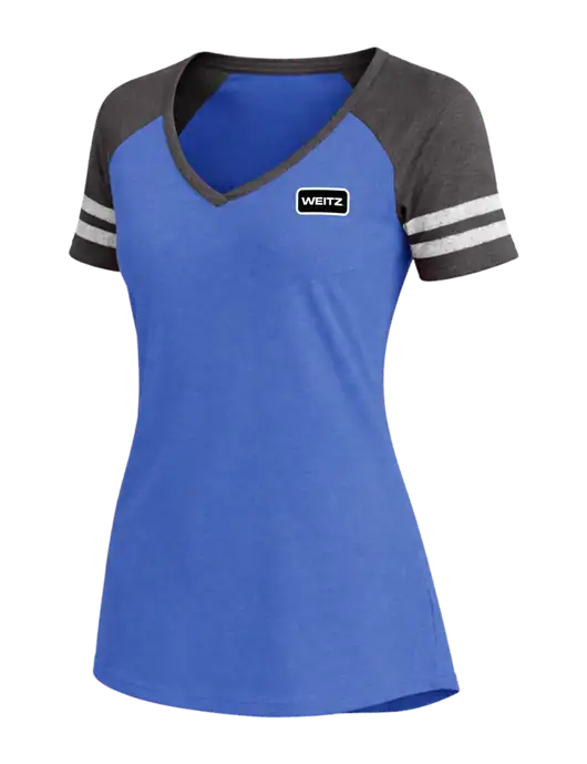 Womens Royal Heather/Charcoal Heather V-Neck Game Tee w/Weitz Logo