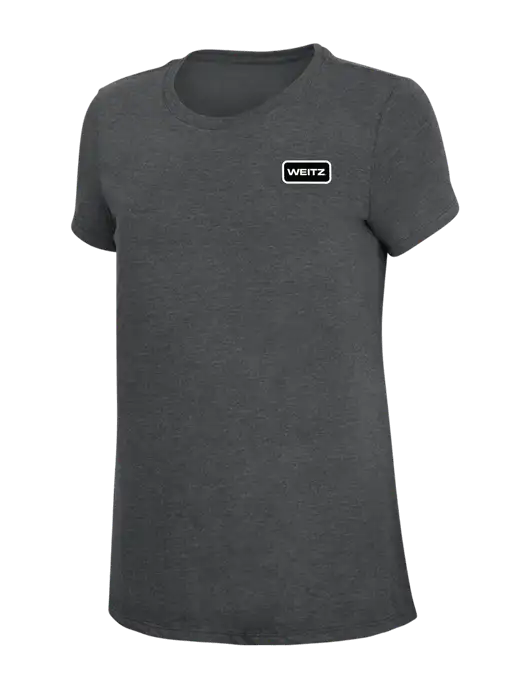 Womens Simply Soft Charcoal 4.5oz Poly/Combed Ring Spun Cotton T-Shirt w/Weitz Logo