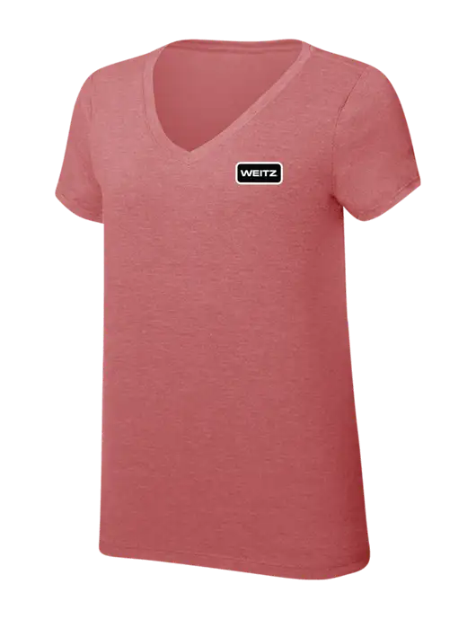 Womens Simply Soft V-Neck Blush Frost 4.5oz  Poly/Combed Ring Spun Cotton T-Shirt w/Weitz Logo