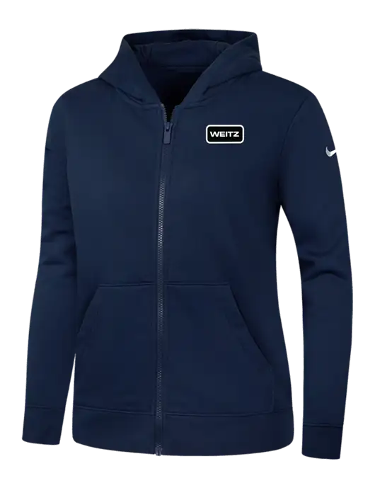 Nike Womens Club Fleece Sleeve Swoosh Full-Zip Dark Navy Hoodie w/Weitz Logo