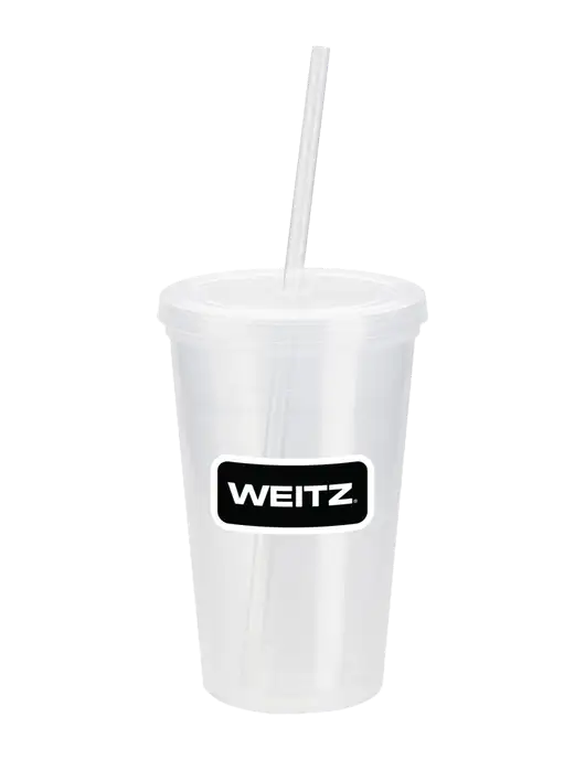 Sorrento Clear 16 oz Tumbler with Lid & Straw w/Weitz Logo