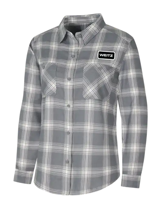 Womens Medium Grey/Cream Plaid Flannel Shirt w/Weitz Logo