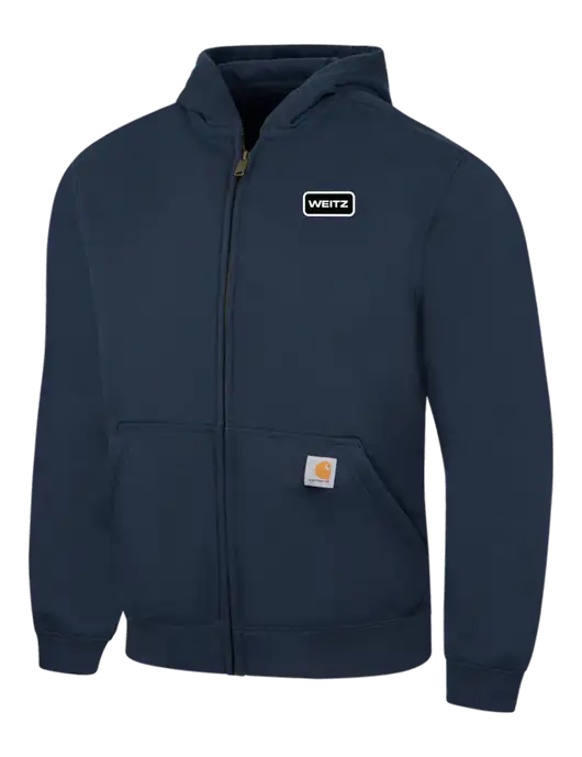 Carhartt Navy Rain Defender Paxton Heavyweight Hooded Zip-Front Sweatshirt w/Weitz Logo