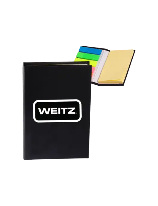 Black Micro Sticky Note Pad, 2 x 3.25 w/Weitz Logo