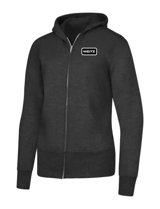 Dark Heather Grey Womens Core Fleece Full-Zip Hooded Sweatshirt w/Weitz Logo