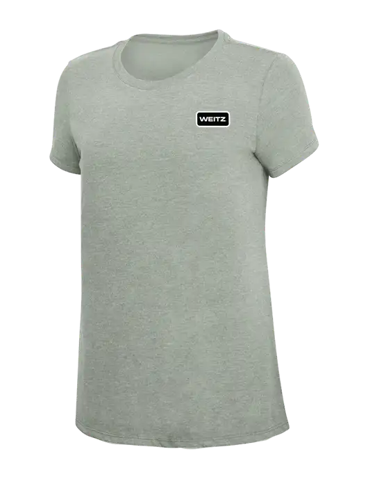 Womens Simply Soft Heathered Light Grey 4.5oz Poly/Combed Ring Spun Cotton T-Shirt w/Weitz Logo