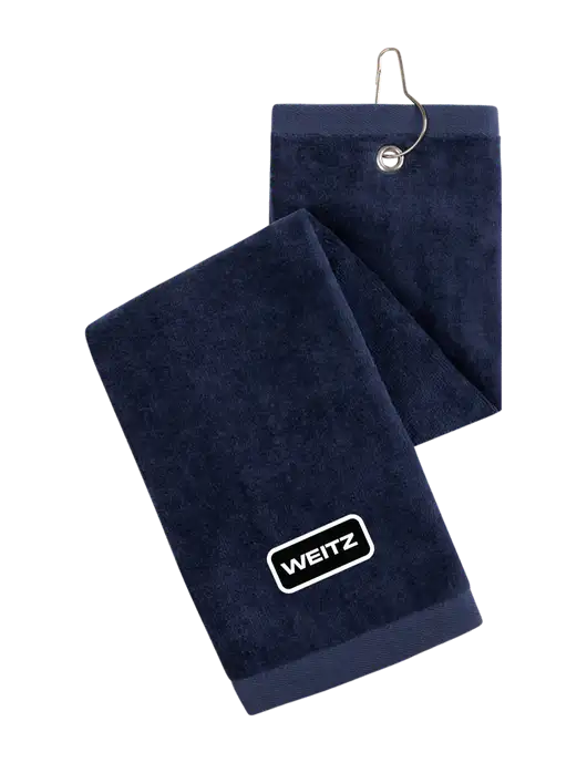 Navy Tri-Fold Golf Towel with Grommet w/Weitz Logo