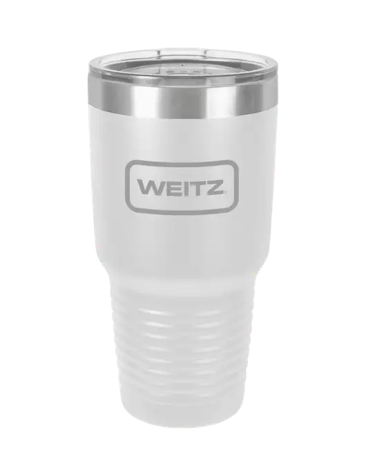 Polar Camel 30 oz Powder Coated White Vacuum Insulated Tumbler  w/Weitz Logo
