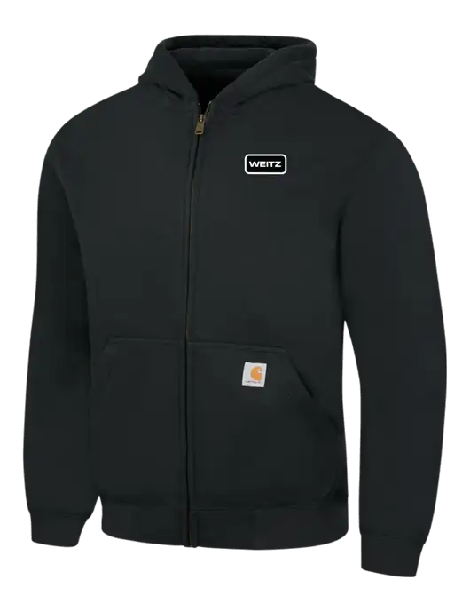 Carhartt Black Rain Defender Paxton Heavyweight Hooded Full Zip-Front Sweatshirt w/Weitz Logo