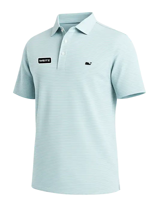Vineyard Vines Bradley Light Blue Stripe Sankaty Polo w/Weitz Logo