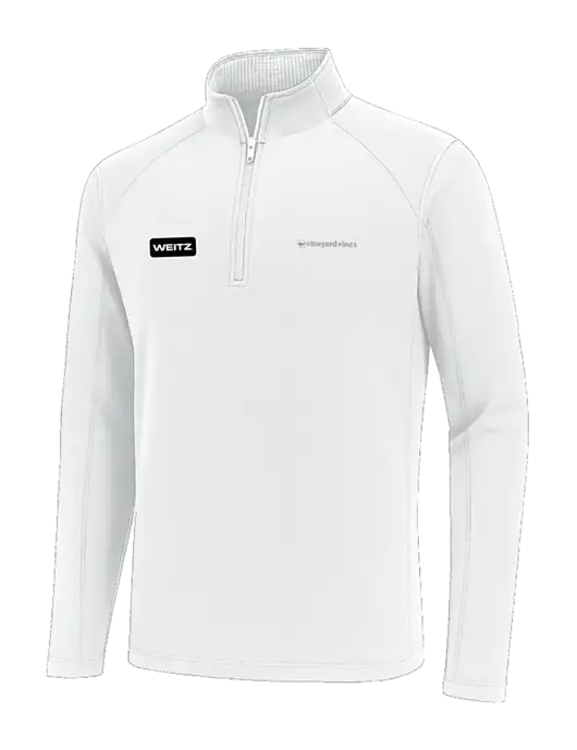 Vineyard Vines White Sankaty Quarter-Zip Pullover
 w/Weitz Logo