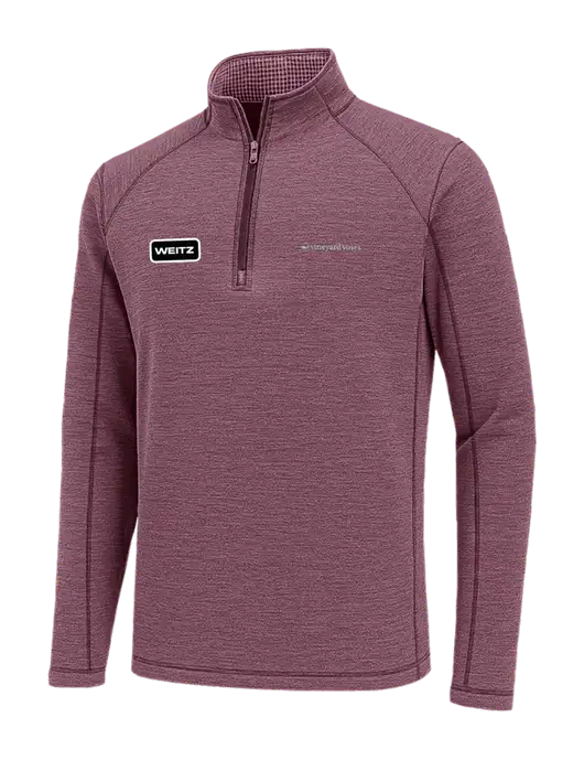 Vineyard Vines Heather Soft Maroon Sankaty Quarter-Zip Pullover
 w/Weitz Logo