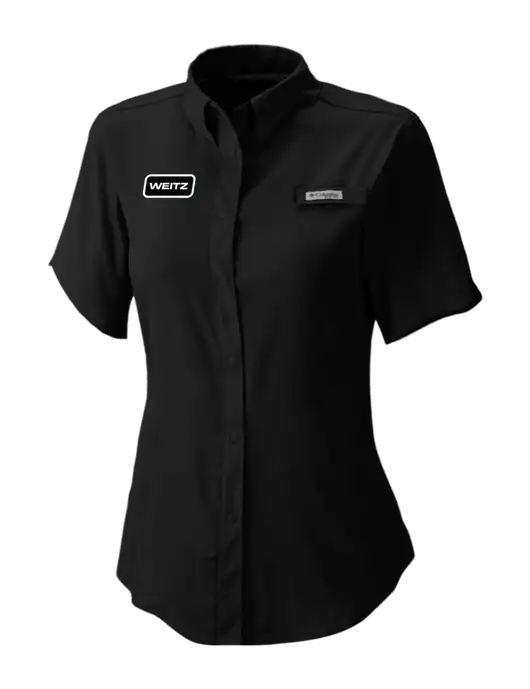 Columbia Black Womens PFG Tamiami II Short Sleeve Shirt w/Weitz Logo