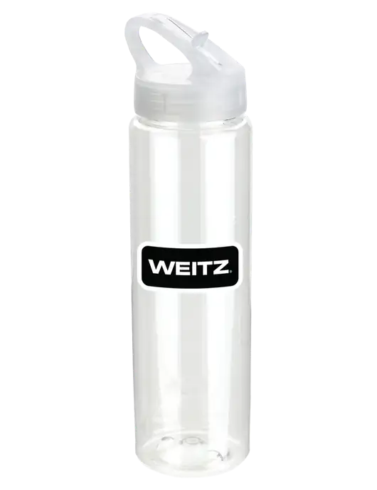 Buddy Clear 32 oz PET Bottle with Flip Lid w/Weitz Logo