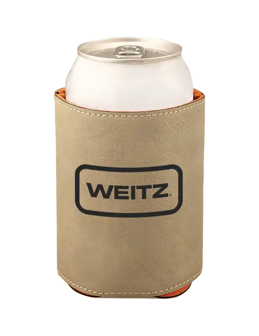 Tan Leatherette Beverage Holder w/Weitz Logo