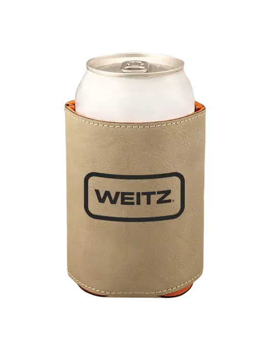 Tan Leatherette Beverage Holder w/Weitz Logo