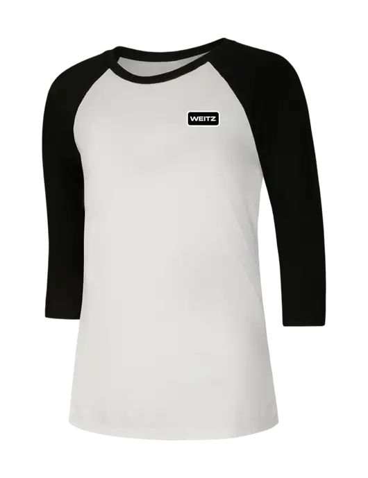 Womens Simply Soft 3/4 Sleeve Black/White Ring Spun Cotton T-Shirt w/Weitz Logo