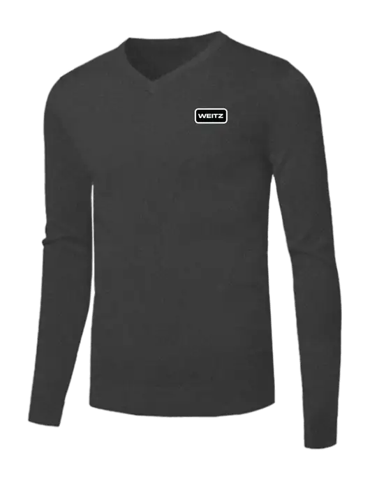 Brooks Brothers Medium Grey Heather Washable Merino V-Neck Sweater w/Weitz Logo