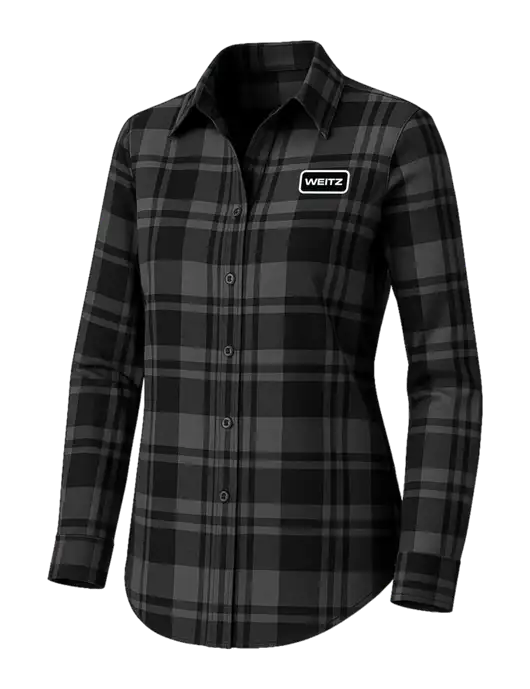 Womens Medium Grey/Black Plaid Flannel Tunic w/Weitz Logo