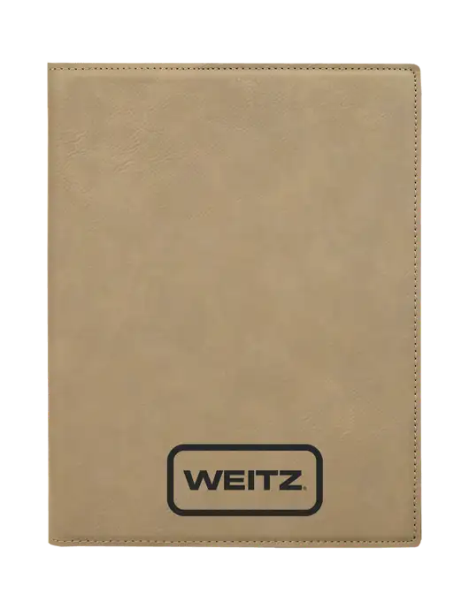 Tan Leatherette 7 x 9 Portfolio with Notepad w/Weitz Logo
