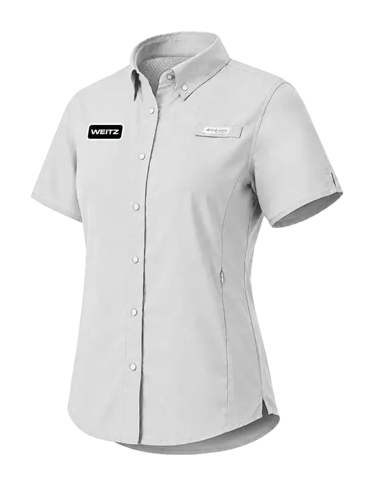 Columbia Grey Womens PFG Tamiami II Short Sleeve Shirt w/Weitz Logo