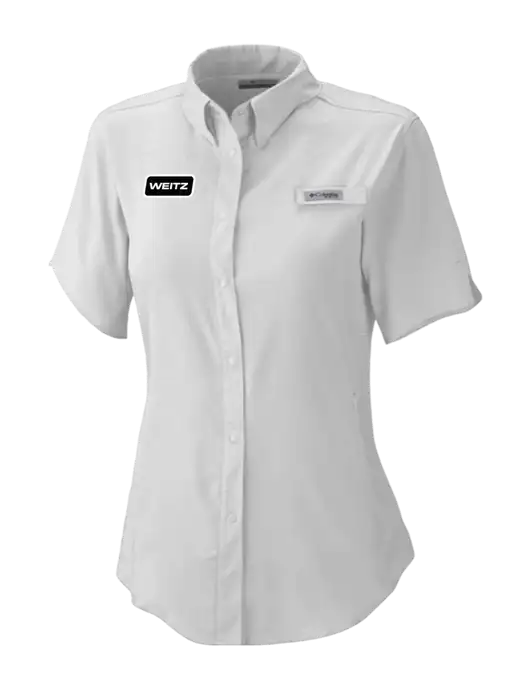 Columbia Grey Womens PFG Tamiami II Short Sleeve Shirt w/Weitz Logo