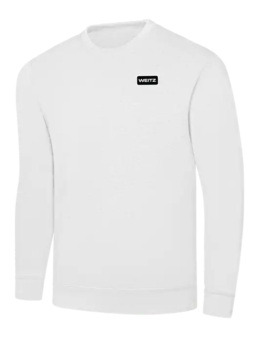 White 7.8 oz Ring Spun Crew Sweatshirt w/Weitz Logo