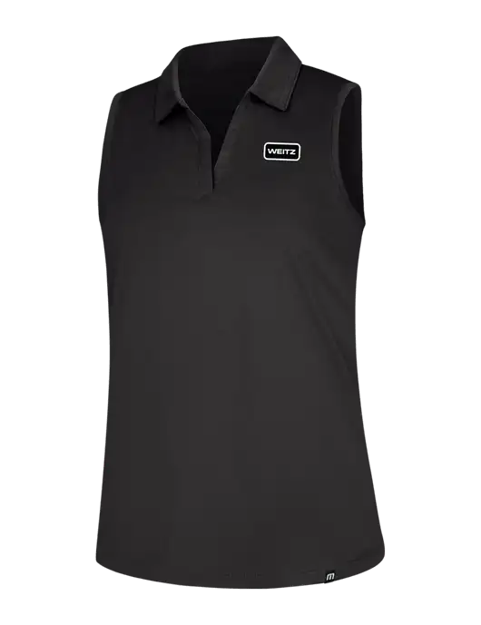 TravisMathew Womens Black Coto Performance Sleeveless Polo w/Weitz Logo