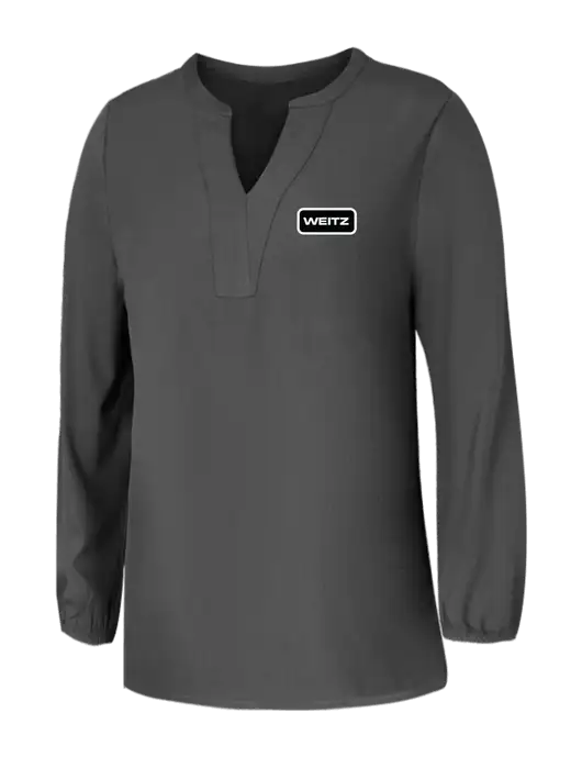 Mercer+Mettle Womens Dark Grey Stretch Crepe 3/4 Sleeve Blouse w/Weitz Logo