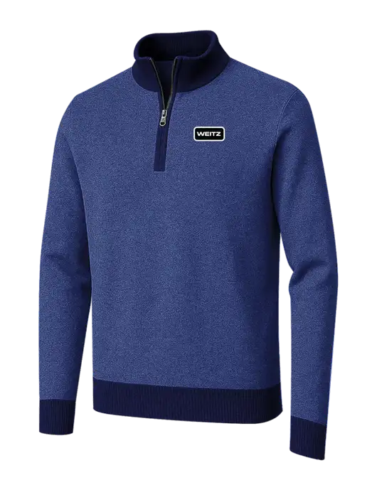 Brooks Brothers Navy/Dark Royal Washable Merino Birdseye 1/4-Zip Sweater w/Weitz Logo