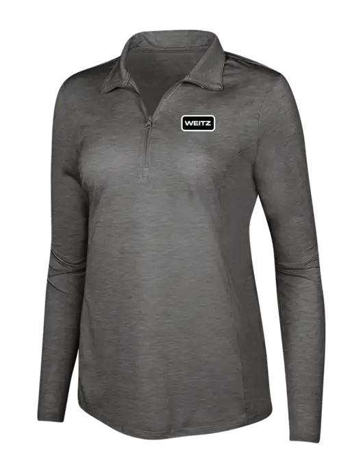 Dark Grey Heather Womens Posicharge Tri-Blend Wicking 1/4 Zip Pullover w/Weitz Logo