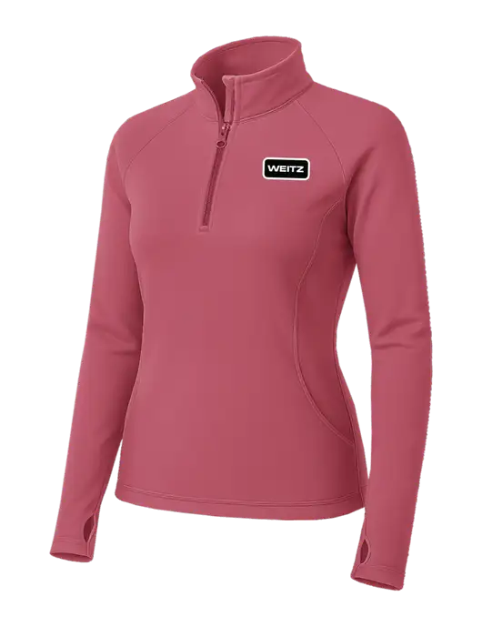 Dark Pink Womens Sport Wick Stretch 1/4 Zip Pullover w/Weitz Logo