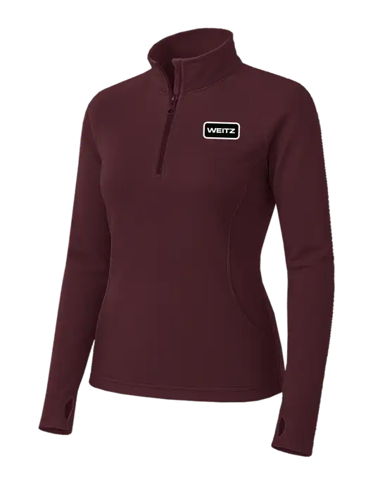 Maroon Womens Sport Wick Stretch 1/4 Zip Pullover w/Weitz Logo