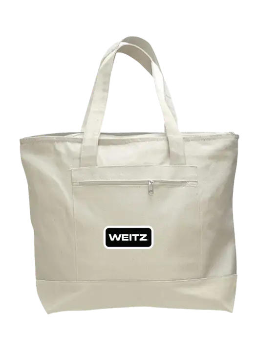 Natural Zippered Tote  w/Weitz Logo