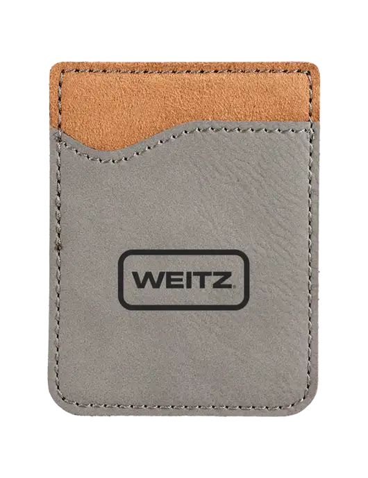 Grey Laserable Leatherette Phone Wallet w/Weitz Logo