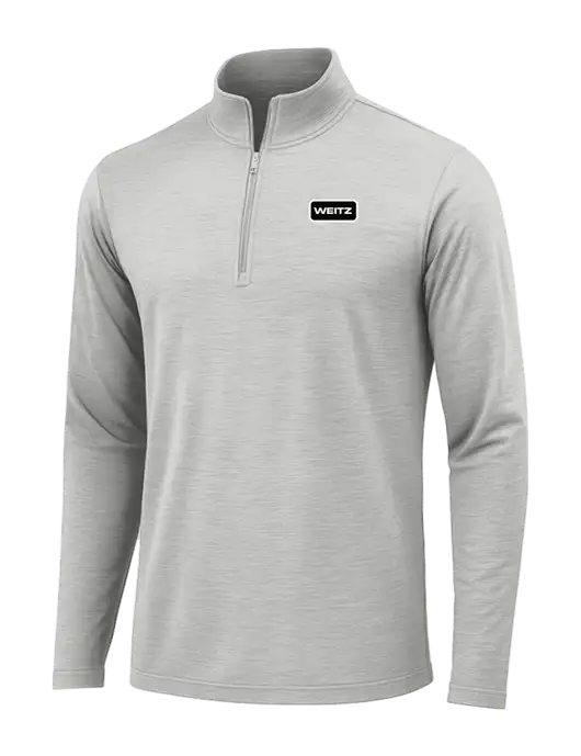 Light Grey Heather Posicharge Tri-Blend Wicking 1/4 Zip Pullover w/Weitz Logo