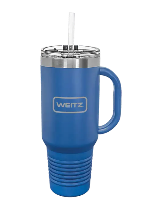Polar Camel 40 oz. Powder Coated Vacuum Insulated Royal Travel Mug with Straw w/Weitz Logo
