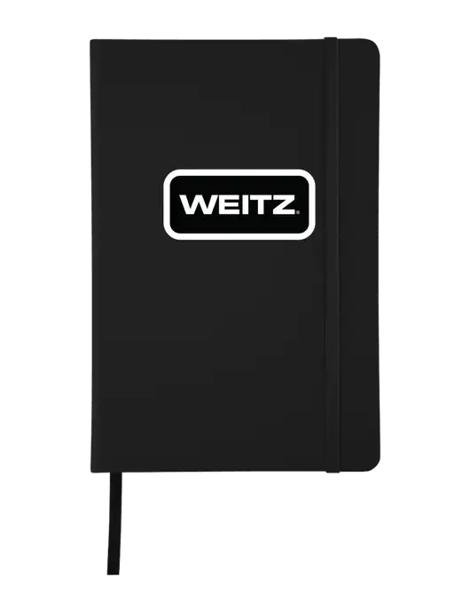 Black Comfort Touch Bound Journal 5 ¾" W x 8 ½” H w/Weitz Logo