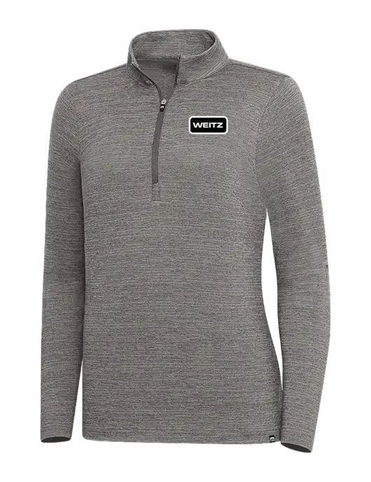TravisMathew Medium Grey Heather Womens Crestview 1/4 Zip w/Weitz Logo
