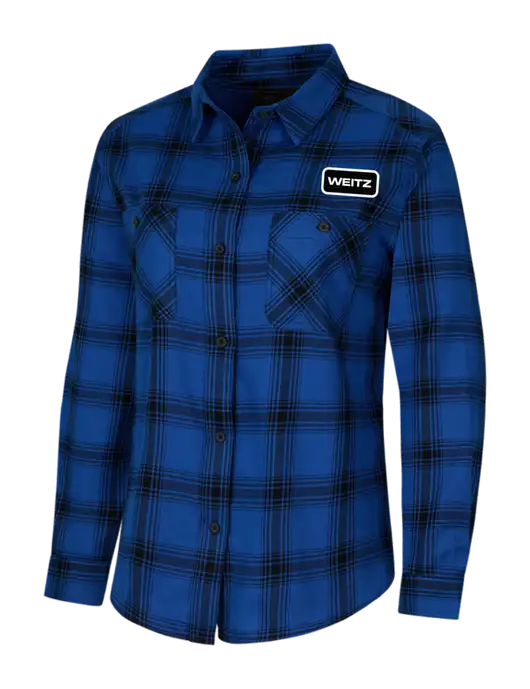 Womens Royal/Black Plaid Flannel Shirt w/Weitz Logo