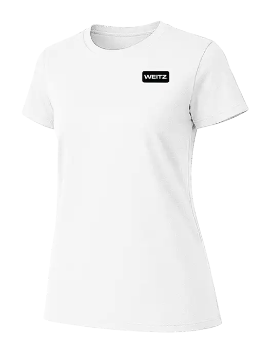 Womens Ring Spun White 4.5 oz T-Shirt w/Weitz Logo