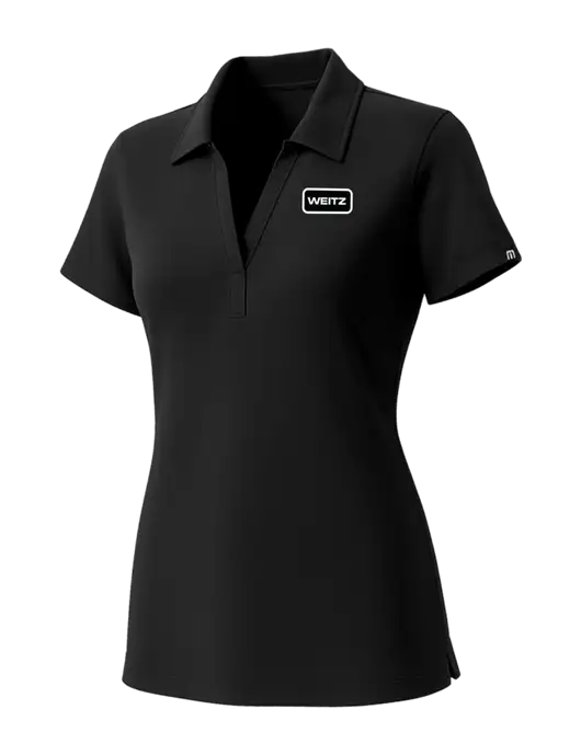 TravisMathew Womens Black Glenview Solid Polo w/Weitz Logo