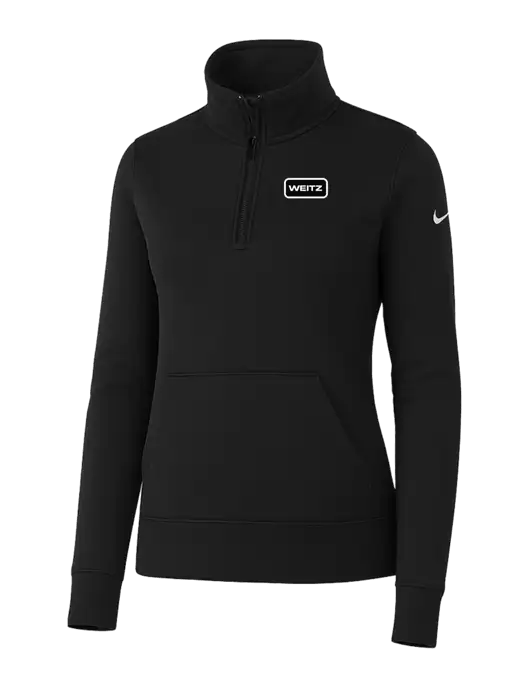 Nike Womens Black Club Fleece Sleeve Swoosh 1/2-Zip w/Weitz Logo