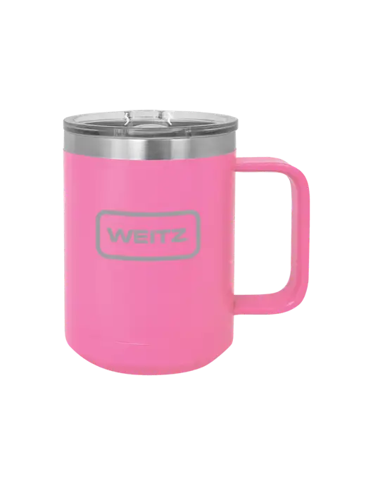 Polar Camel 15 oz Powder Coated Pink Vacuum Insulated Mug with Slider Lid w/Weitz Logo