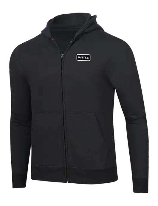Jet Black 8.5 oz Ring Spun Zip Hooded Sweatshirt w/Weitz Logo