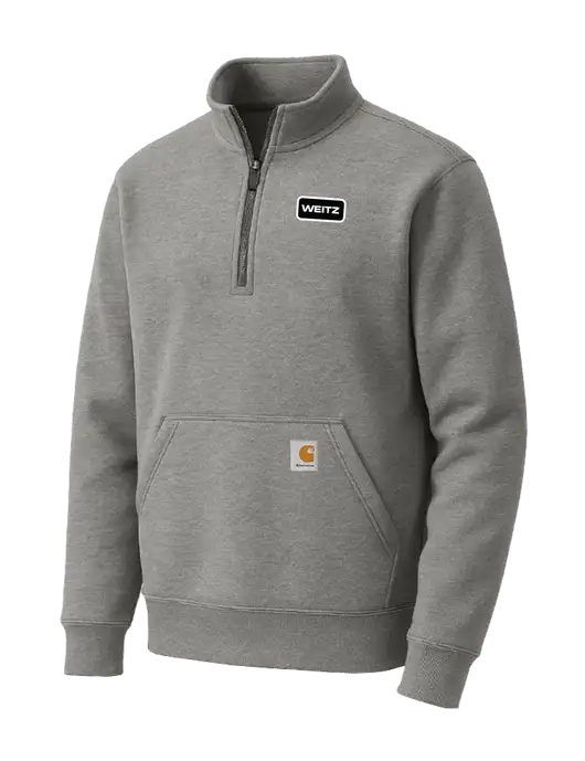 Carhartt Medium Heather Grey Midweight 1/4-Zip Mock Neck Sweatshirt w/Weitz Logo